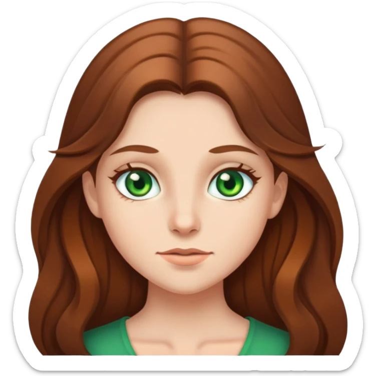 Girl with brown long hair and green eyes sticker