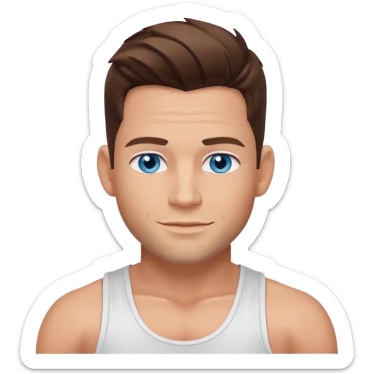 Jeff Timmons blue eyes, brown hair, white tank top sticker