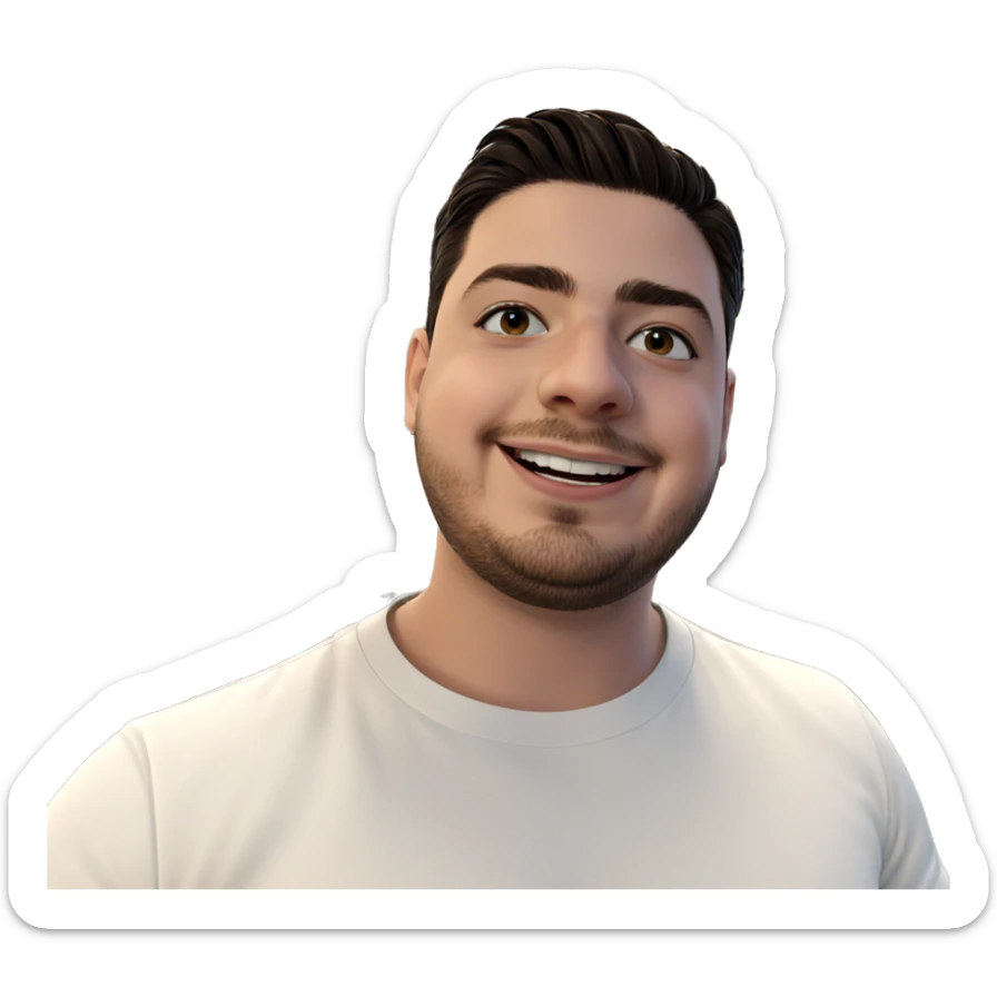 smiling boy in white shirt sticker