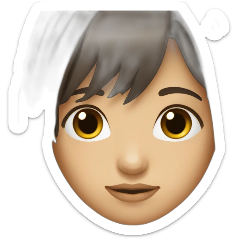 dark-brown-long-hair-fringe-girl-with-black -eyes Download emoji sticker