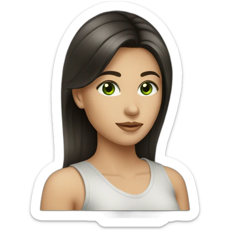 young-woman-with-dark-straight-hair-and-green-eyes sticker