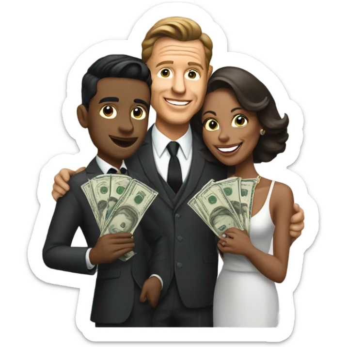 sinatra with one male friend one lady friend and money sticker