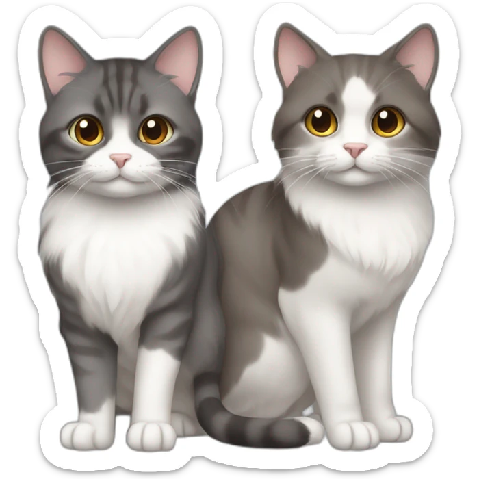 2 cats, one Chinchilla full brown long hair and one gray short hair sticker