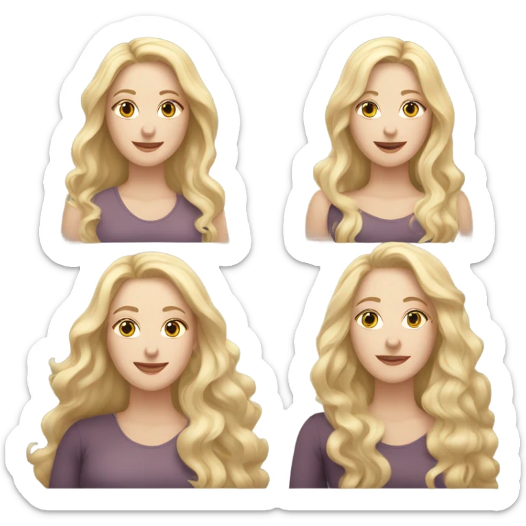 Woman, white skin, pale skin, long hair, blonde hair, wavy hair, losing weight sticker