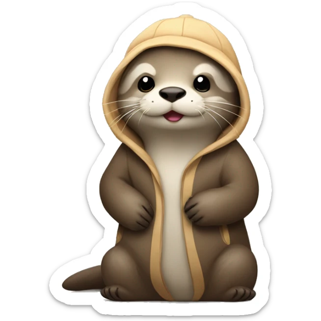 Otter with pijama and pijama hat tucked in and ready to sleep sticker