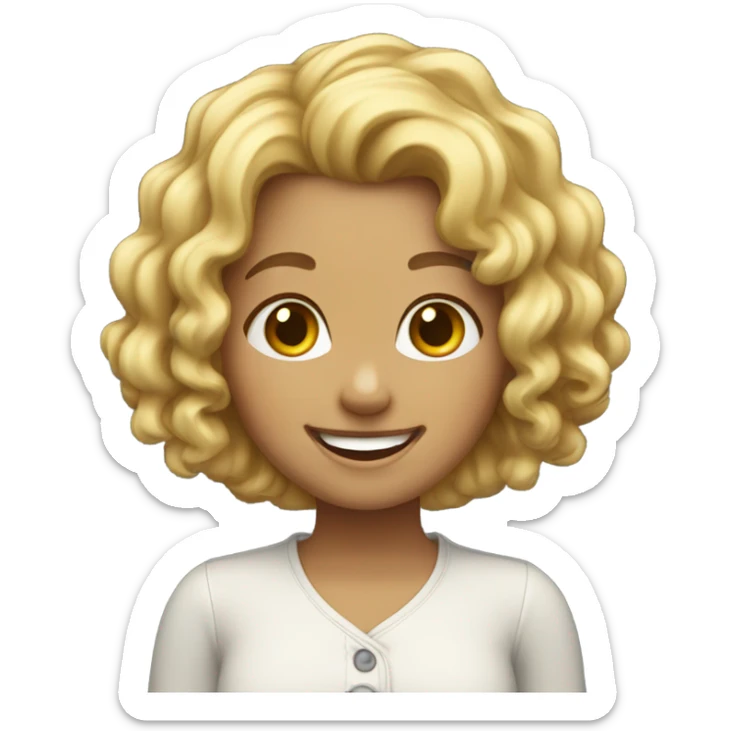 Blonde girl with a little curly hair smiling sticker