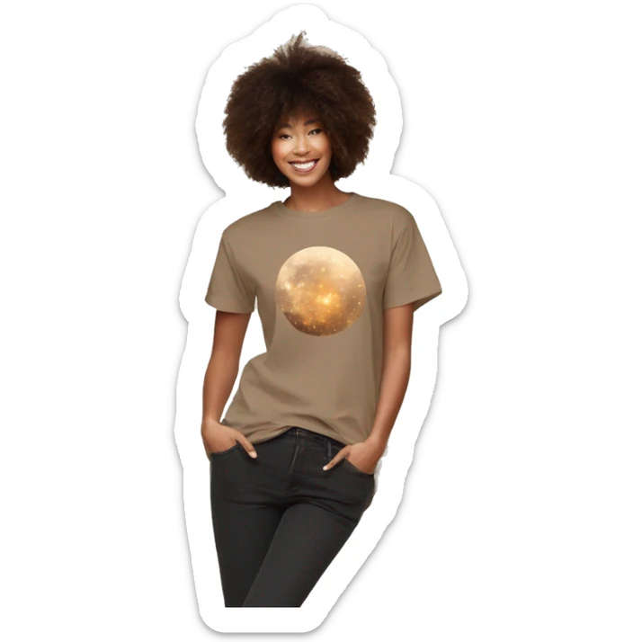 Person wearing vintage sepia T shirt with nebulas galaxies and constellations star map celestial illustration t shirt sticker