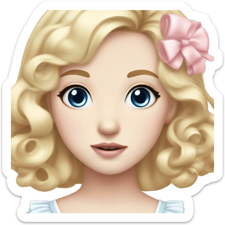 sweet lolita blond hair blue eyes white skin light pink dress sticker