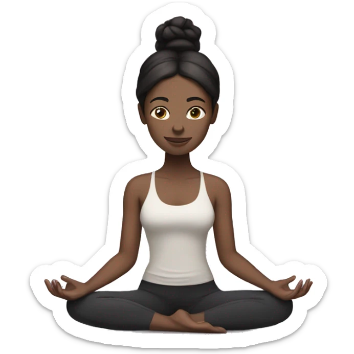 Dark hair woman with pale skin doing yoga sticker