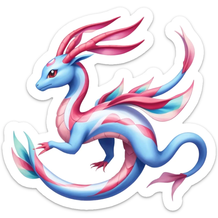 Milotic-Sylveon-Dragonair-Fakémon-hybrid-creature (full body)  sticker