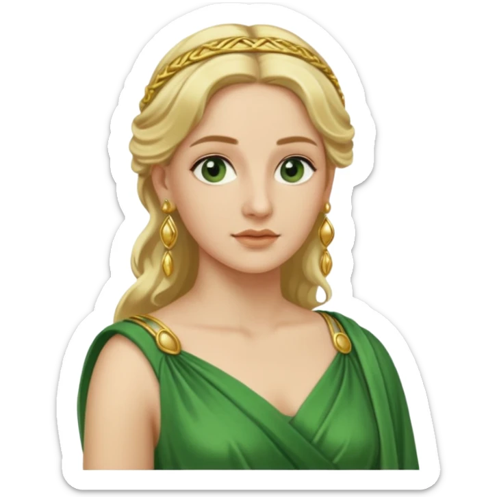Ancient Roman woman with earrings and blonde hair, green dress sticker