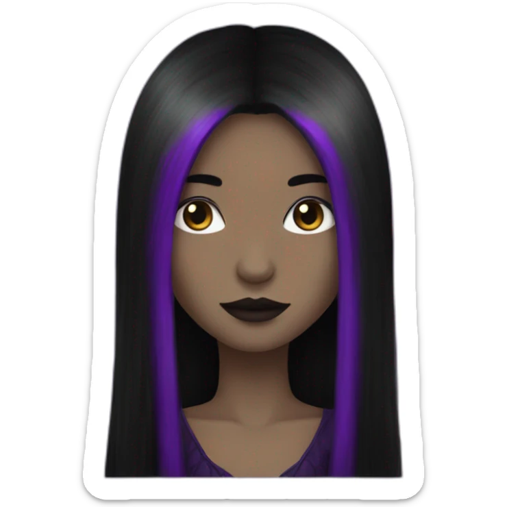 Queen gothic girl long dark black and purple hair sticker