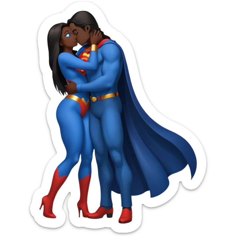 1girl,drunk pose curvy dark blue {very long straight hair} blueeyes,fullbody,kissing  superman sticker