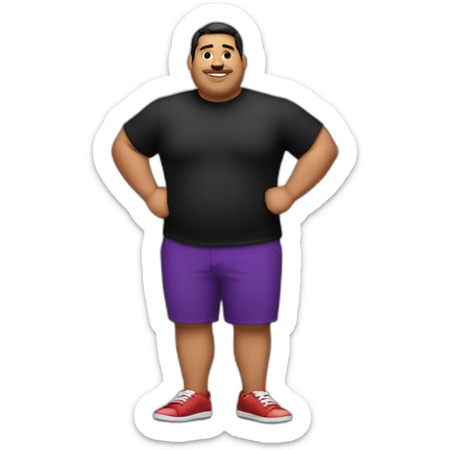 Fat latino Guy with red pants and purple shoes and black shirt sticker