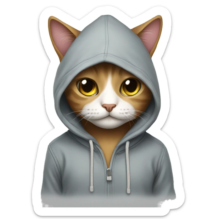 Cat wearing hoodie sticker