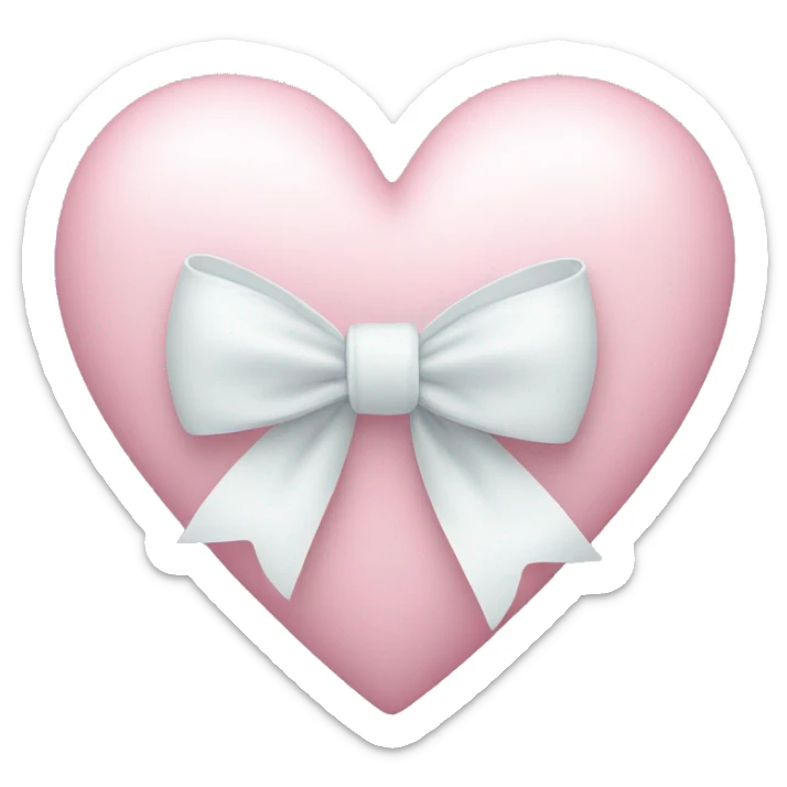Pastel pink heart with white bow sticker