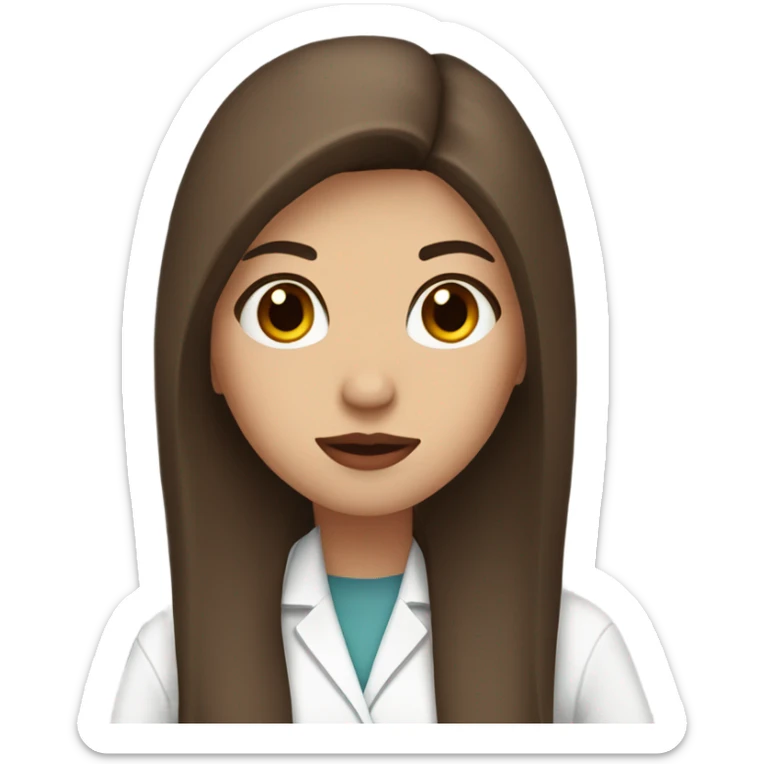 pretty Female doctor long straight brown hair amber eyes and red lips  sticker