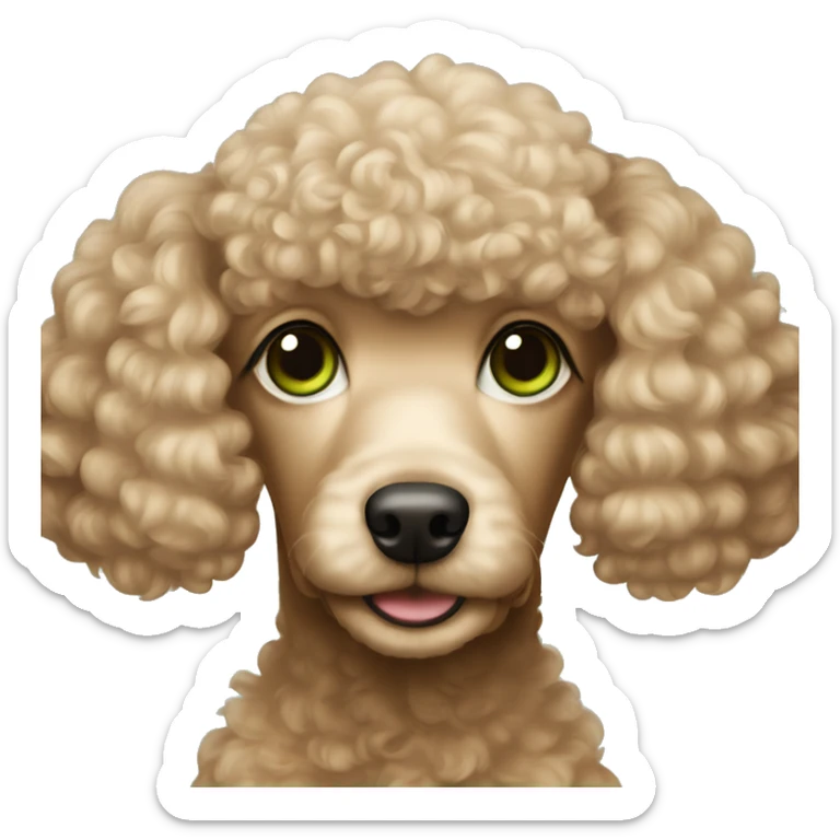 poodle with girl with light brown hair green eyes and light skin  sticker