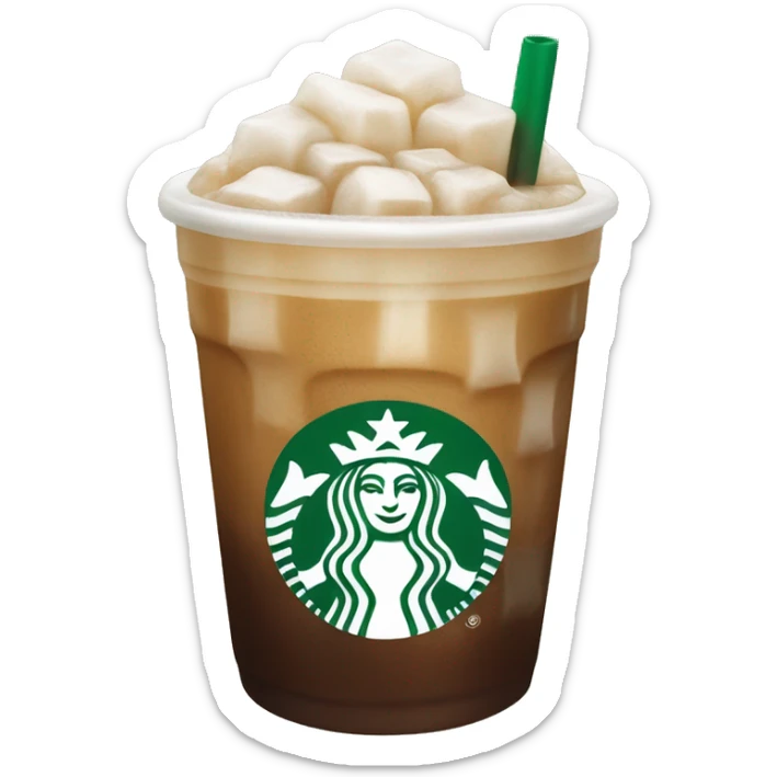 Starbuck ice coffee with ice cubes sticker