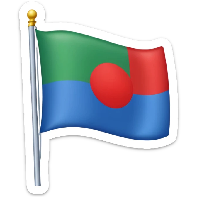 Un drapeau avec du bleu en haud du vers en bas et un cercle rouge aj milieux sticker