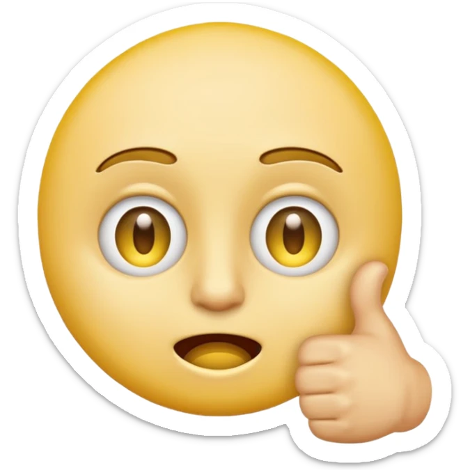 Original yellow Emoji face stressed out with one eye half open quivering out of anxiety and a singular thumbs up sticking out. . The right eye needs to be half closed  sticker