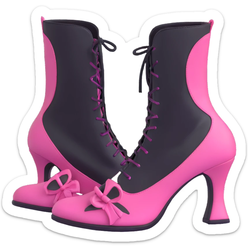 BLACKPINK-inspired gothic shoes, no hearts, black and pink, cute  sticker