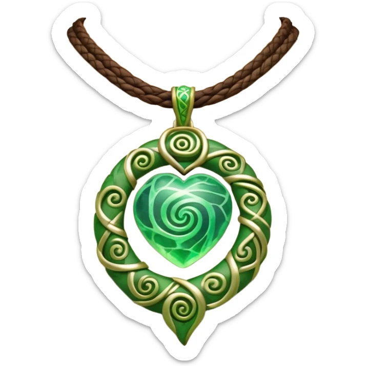 Moana's necklace with heart of Te Fiti green spiral stone sticker
