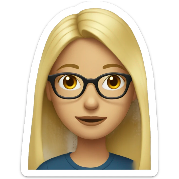 Blonde girl wearing glasses sitting in the library sticker