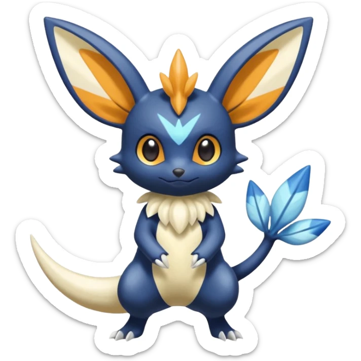 Colorful Shiny Exotic Victini-Salandit-Meowstic-Minccino-Fakémon-hybrid-creature (full body)  sticker