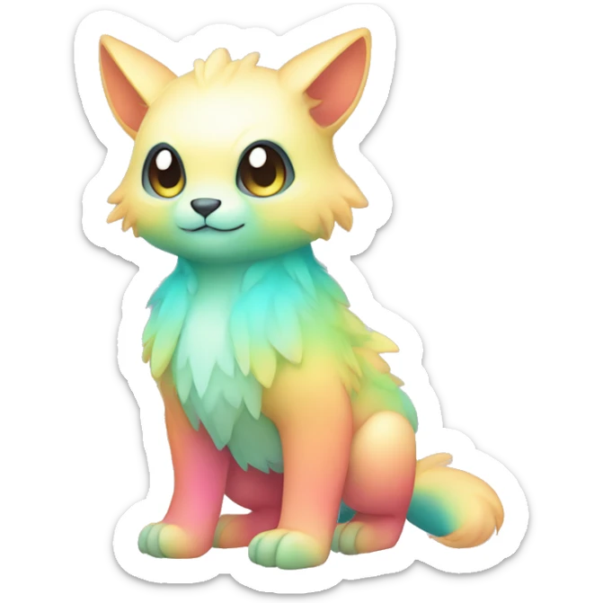 Cute cool pastel gradient shiny colorful animal hybrid Fakemon full body sticker