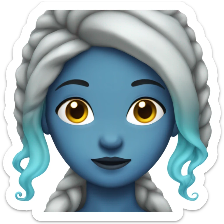 girl siren, blue skin, fins on the head sticker