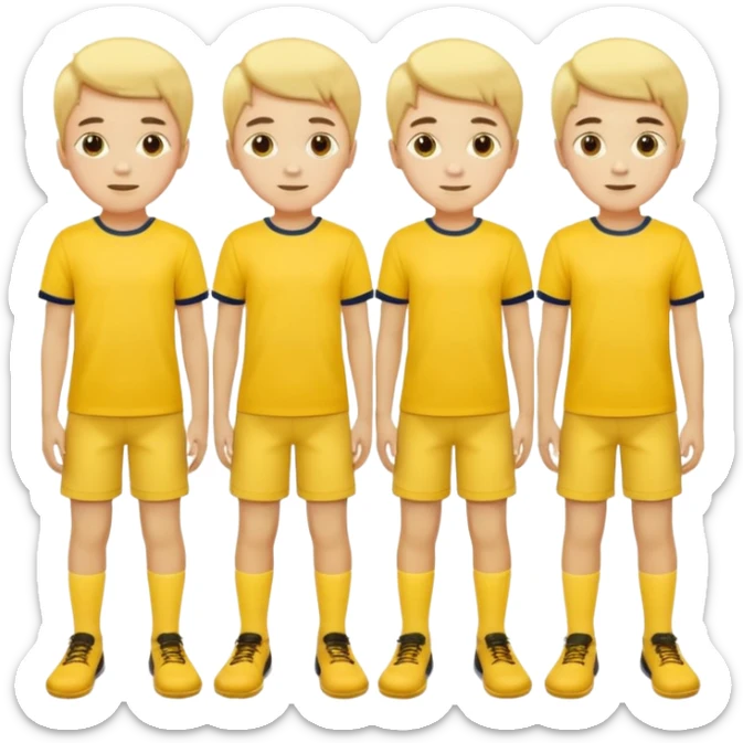 boys play soccer in yellow dress, yellow shrits, yellgow socks sticker