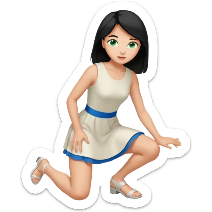King, upright, black Hair, blue eyes, whole body, Woman, bending knee, blonde, green eyes, sleveless White Dress, sticker