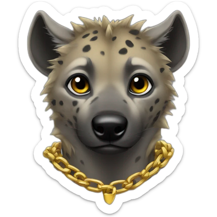 hyena wearing a hoodie over head and gold chain around neck sticker
