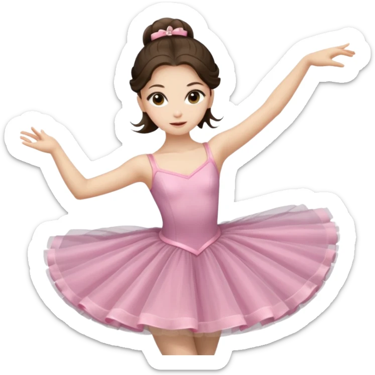 white brunette girl long hair with hazel eyes in a ballet costume dancing  sticker