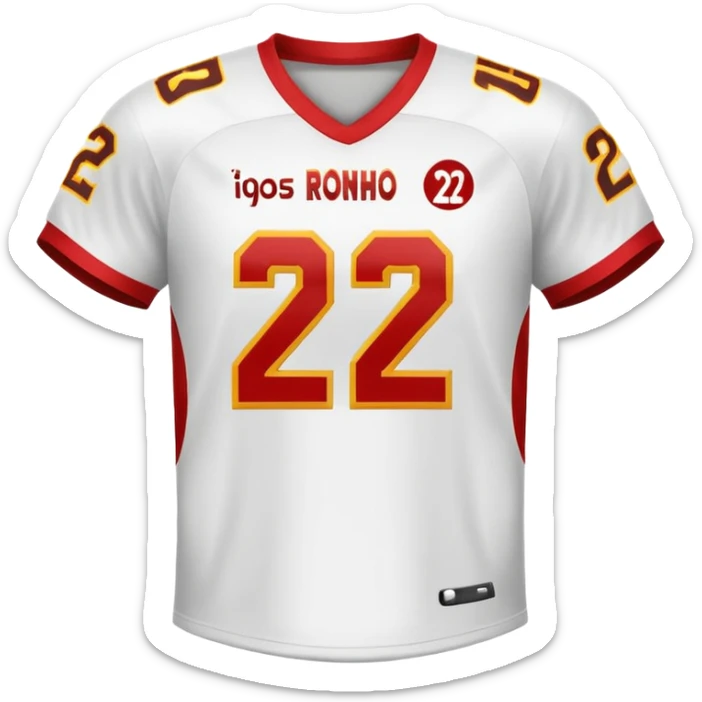 White football jersey at the back with number 22 and my name RONIHO  sticker