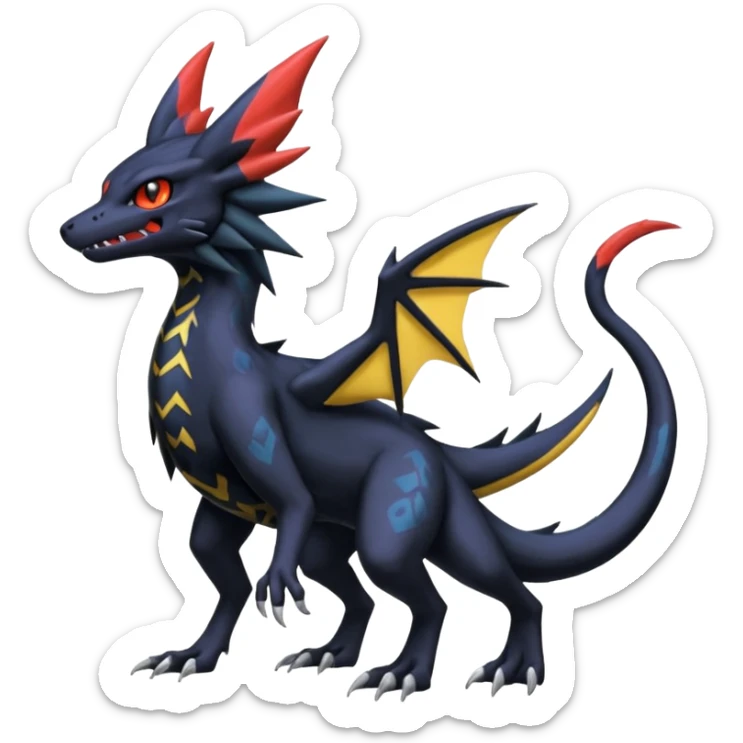 Spooky Nargacuga-Salandit-Umbreon-Noibat-Noivern-Silvally-Pokémon-Fakémon-fusion (full body) sticker
