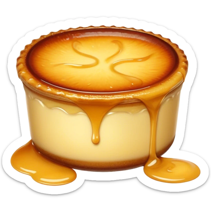 Cinematic Realistic Cr√®me Br√ªl√©e Dessert Emoji, depicted as a rich custard with a perfectly caramelized sugar top rendered with exquisite textures and warm, inviting lighting. sticker