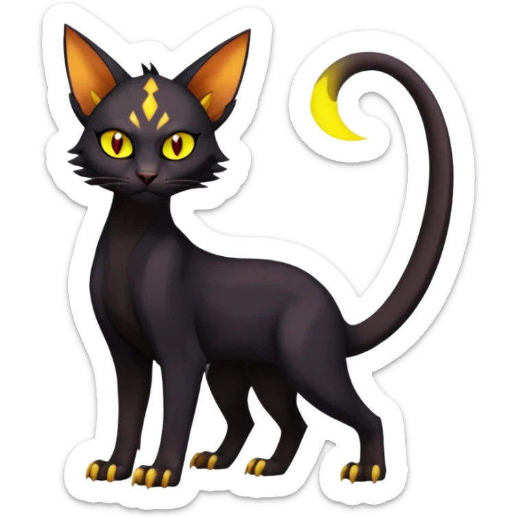 Black edgy Noivern-Purloin-Torracat-Sphynx-Lykoi-Caracal-cat-Fakemon-fusion-hybrid-creature sticker