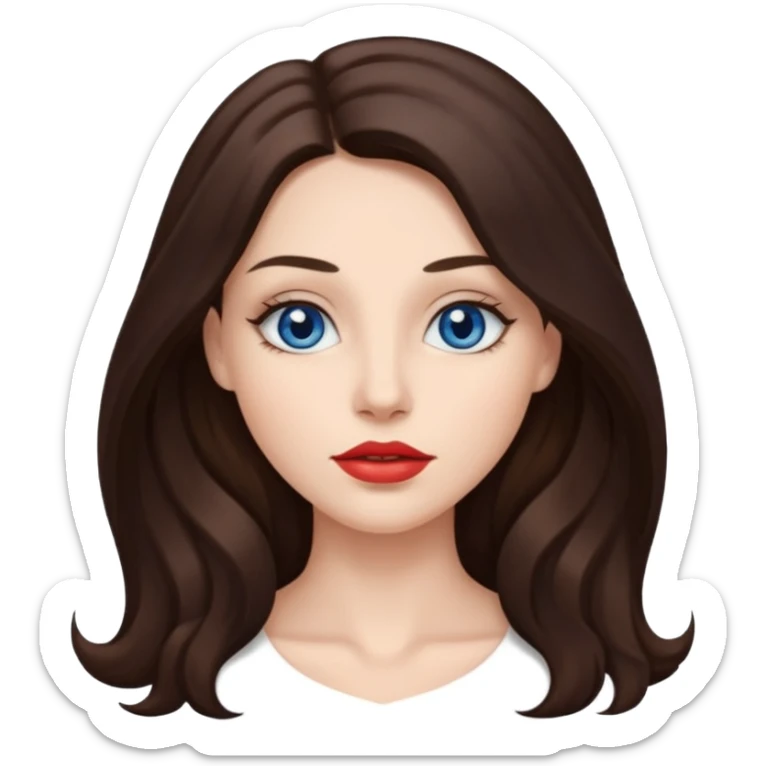Woman with fair skin long brunette hair dark blue eyes and full lips sticker