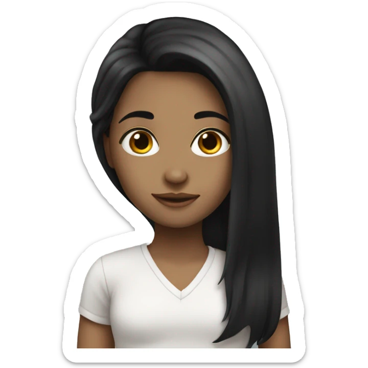 a girl with long black hair white-skinned sticker