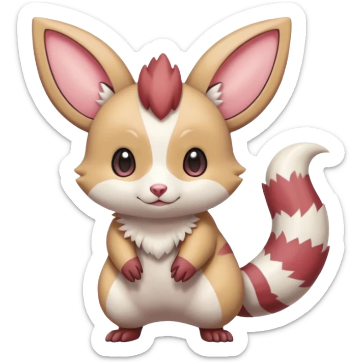 Cute adorable kawaii big-eyed anime-styled pastel Furret-Minccino-Zangoose-Buizel-hybrid-fusion, full body sticker