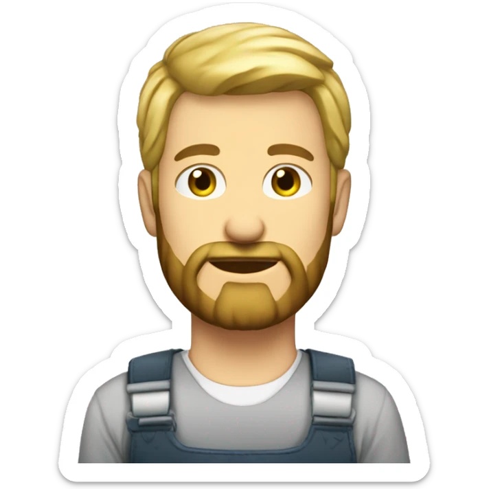 Homme aux yeux verts avec cheveux blond avec barbe et tenue de chantier sticker