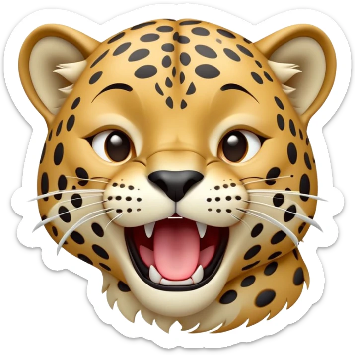 cinematic-cute-yawning-jaguar-portrait-emoji,-head-tilted-slightly-with-a-dramatic,-wide-open-yawn,-showcasing-a-lithe,-graceful-build-with-distinctive-rosette-patterns-and-sleepy,-half-closed-eyes,-simplified-yet-irresistibly-adorable sticker