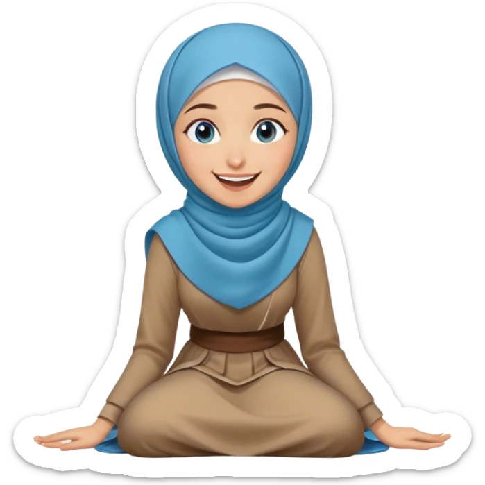Turkish beautiful finish Konya girl blue eyes with hijab and islamic dress she’s Rolling on the Floor Laughing  sticker