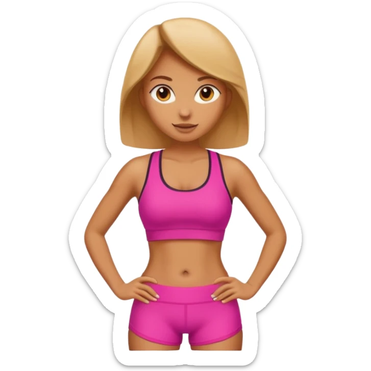 sporty woman cartoon emoji style belly abs sticker