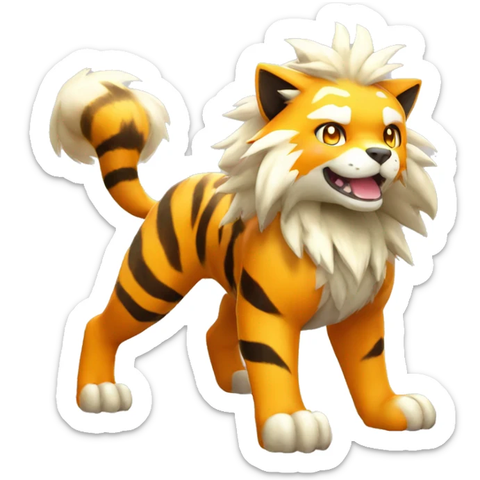 Colorful Shiny Kawaii Cute Tiger-Arcanine—Fakémon-Pokémon full body sticker