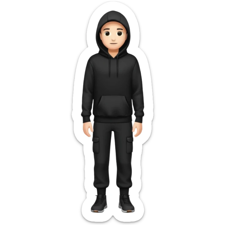 fullbody Mysterious man in black hoodie, hands in pockets and black pants sticker