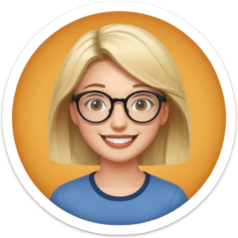 une personne joli de face avec des detail et des accessoires /lunettes dans un rond  sticker