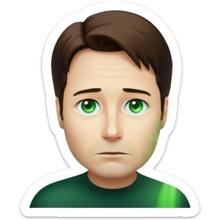 Mulder from the x-files is looking very very worried (not trusting anyone today). A transparent green beam of light from a UFO illuminates him. sticker